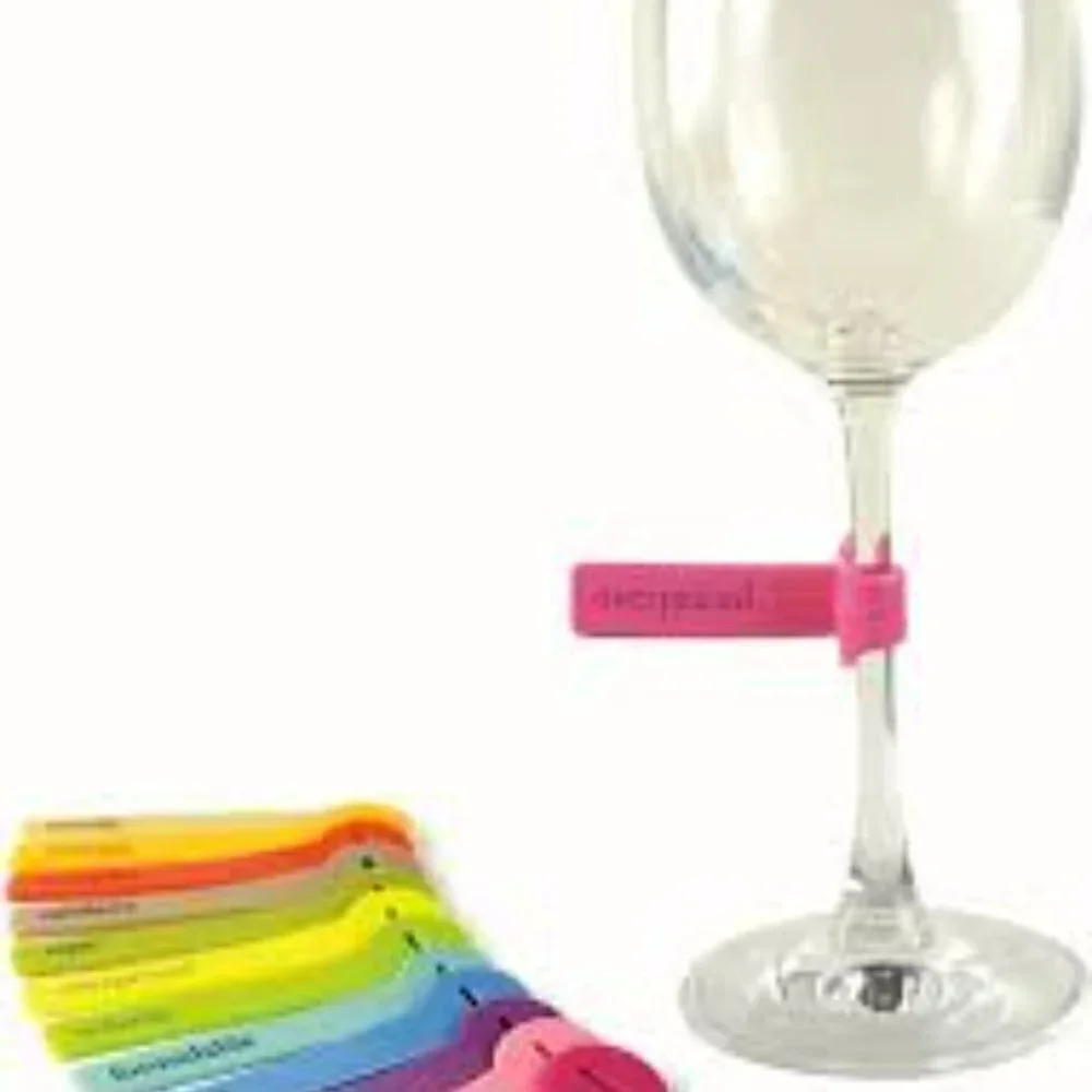 Fred Brand WineLines ID Tags for Stemware Glass Markers Silicone Multicolor